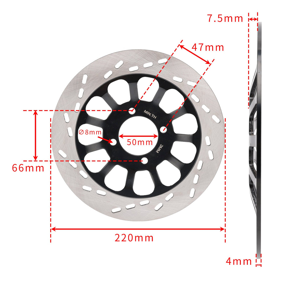 フロントソリッドブレーキディスクローター 220mm スズキ GN125 NF41A 4T GN125E 1982-2001用