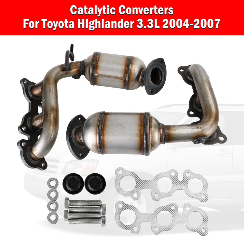 2004-2007 トヨタ ハイランダー 3.3L マニホールド バンク1 &amp; バンク2 触媒コンバータ