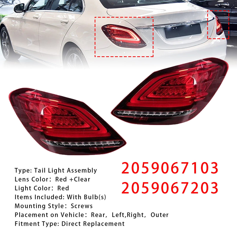 メルセデス Cクラス W205 2019-2021 用 左+右 LED リアテールライト ブレーキランプ 2059067103 2059067203