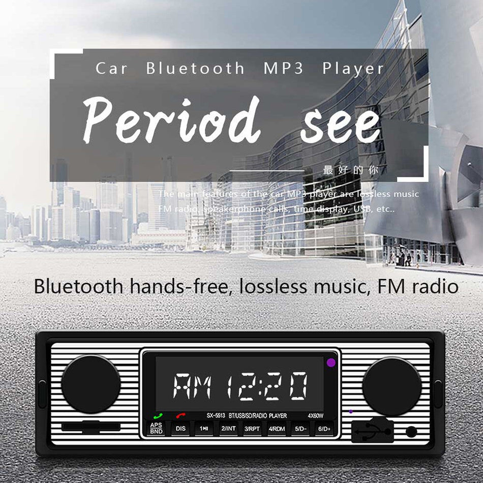 Bluetooth ヴィンテージ カー MP3 プレーヤー FM ラジオ AUX クラシック ステレオ オーディオ レシーバー USB