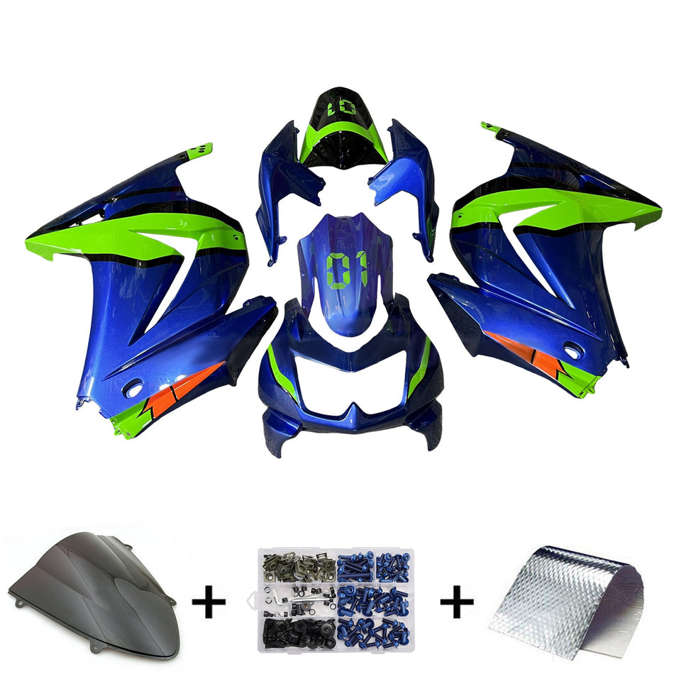 インジェクションフェアリングキット ボディワーク プラスチック ABS カワサキ EX250 Ninja250R 2008-2012 に適合