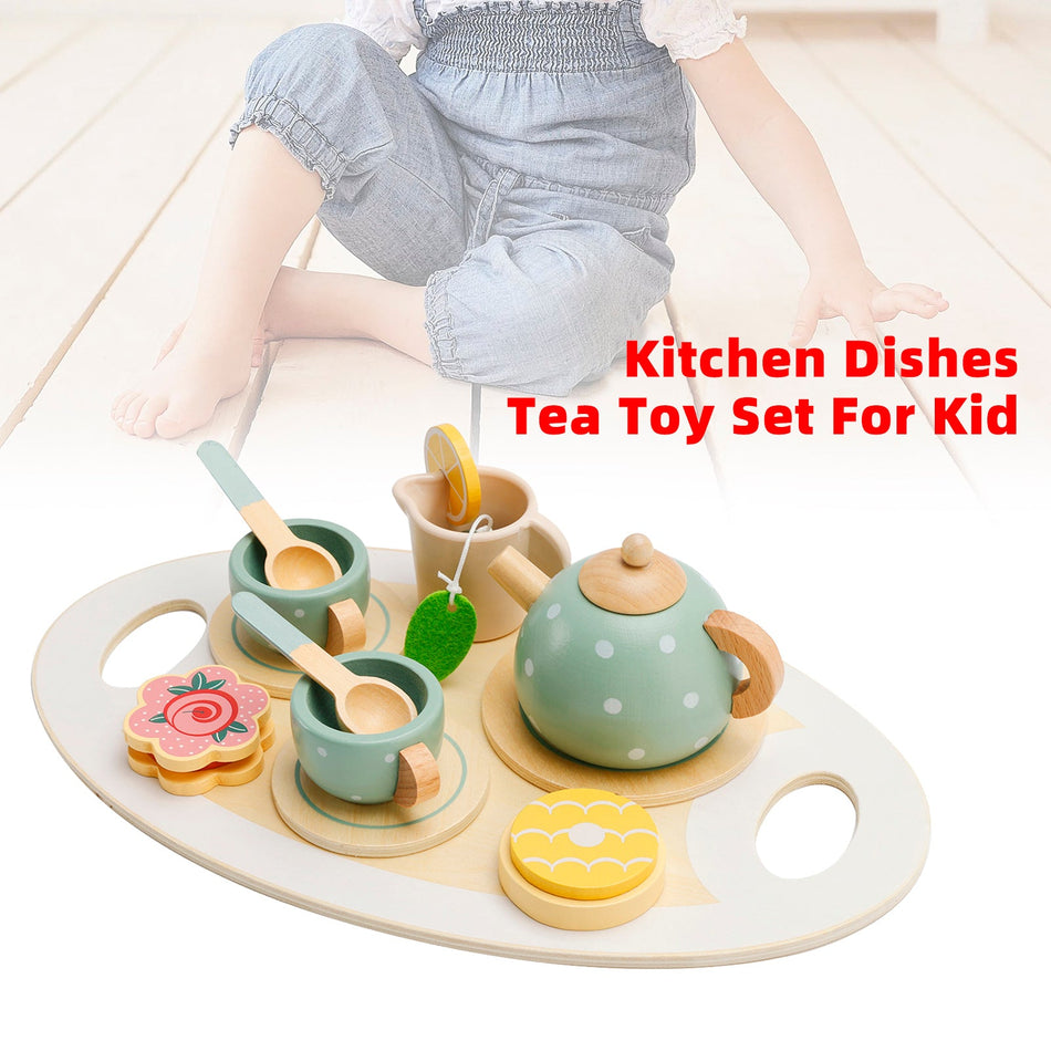 15個セット 西洋キッチン木製ティーセット プレイキッチン食器/子供用ティーおもちゃセット