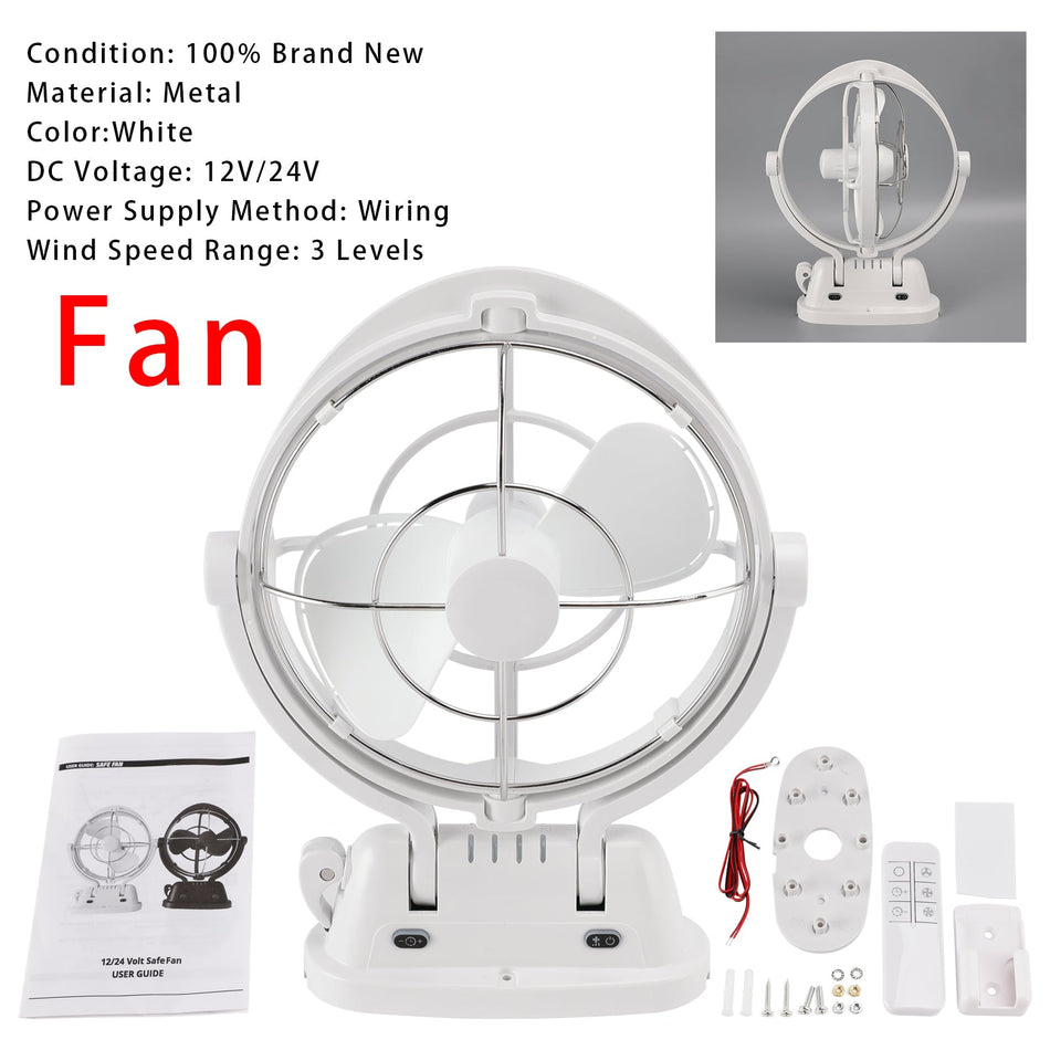 12V/24V自動検知式低消費電力ファン（ボート・RV用、ホワイト）
