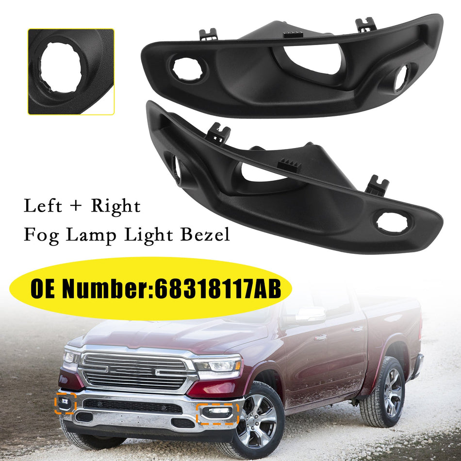 RAM 1500 2019-2024用 左+右フォグランプライトベゼル 68318117AB