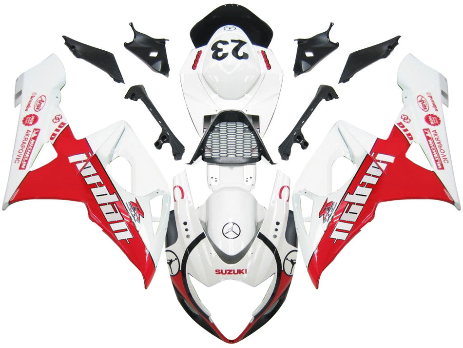 2005-2006 スズキ GSXR 1000 ホワイト &amp; レッド ジョーダン レーシング フェアリング ジェネリック