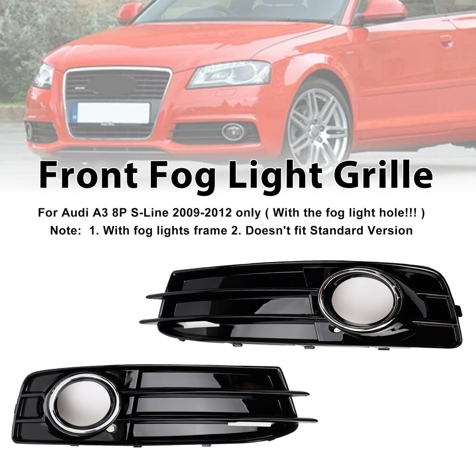 2009-2012 アウディ A3 S-Line S3 フロントロアバンパーグリルフォグライトカバー 8P0807682 8P0807681