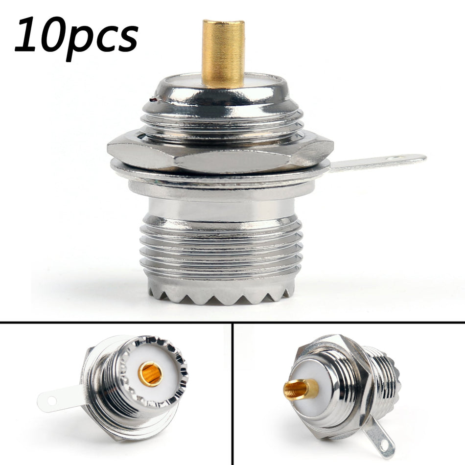 10個 コネクタ UHF メス SO239 ジャック バルクヘッド はんだ パネルマウント ストレート