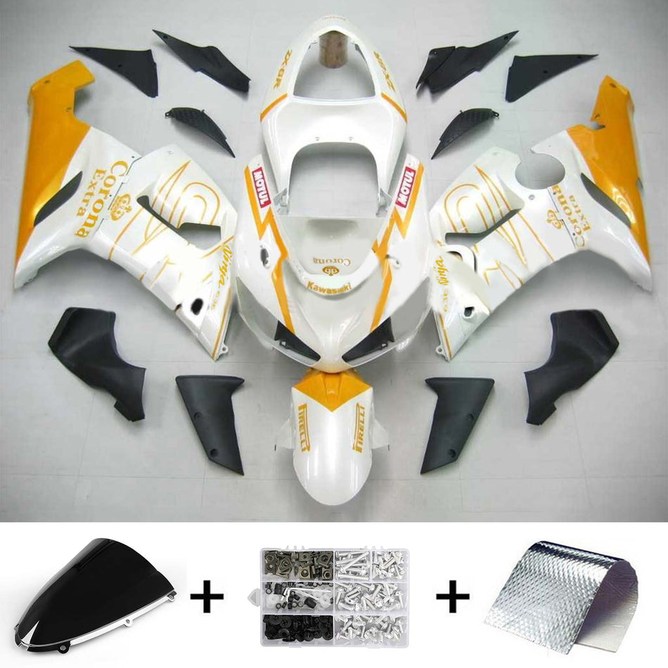 2005-2006 カワサキ ZX6R 636 Amotopart インジェクションフェアリングキット ボディワーク プラスチック ABS #122
