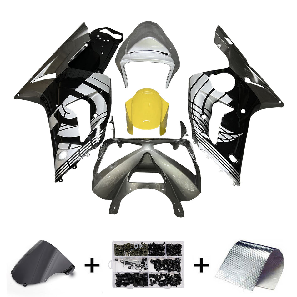 インジェクションフェアリングキット ボディワーク プラスチック ABS カワサキ ZX6R 636 2003-2004 に適合