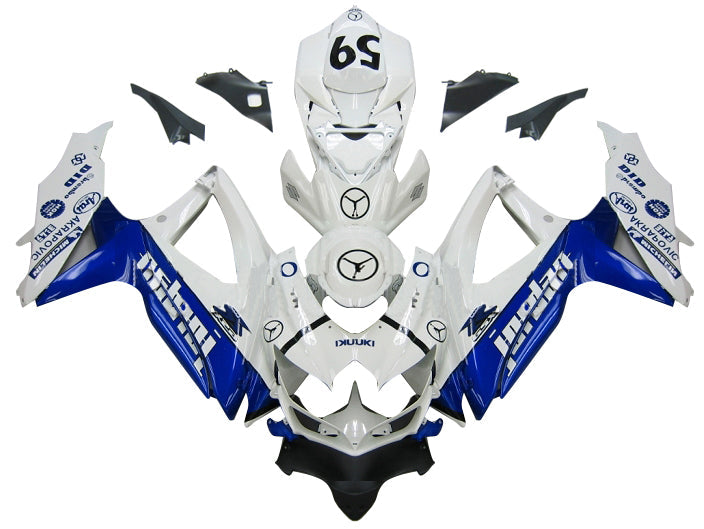 2008-2010 スズキ GSXR 600 750 ホワイト ブルー ジョーダン レーシング フェアリング ジェネリック