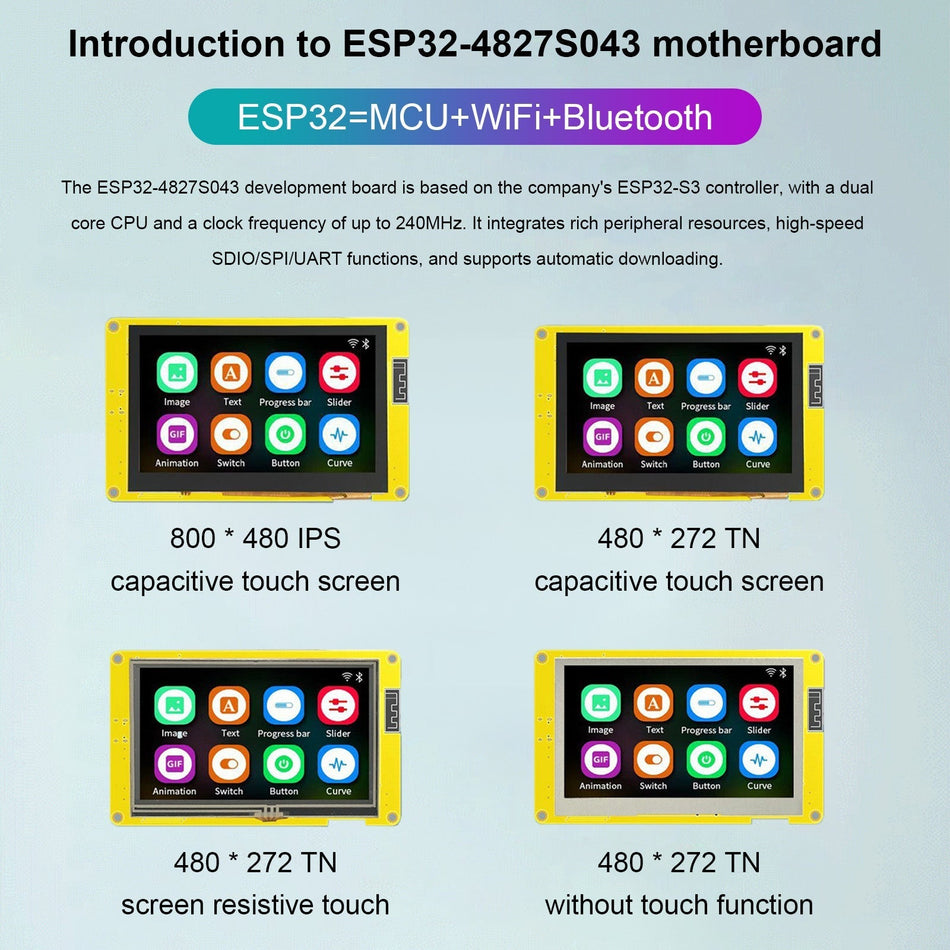 ESP32 開発ボード 4.3 インチ LCD スマート ディスプレイ WiFi Bluetooth モジュール PSRAM 16M