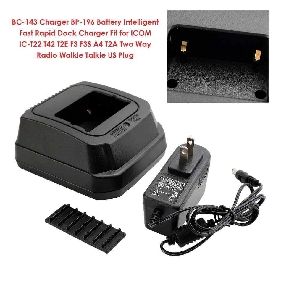 BC-143 充電器 BP-196 バッテリー高速ドック ICOM IC-T22 T42 T2E F3 US プラグ用