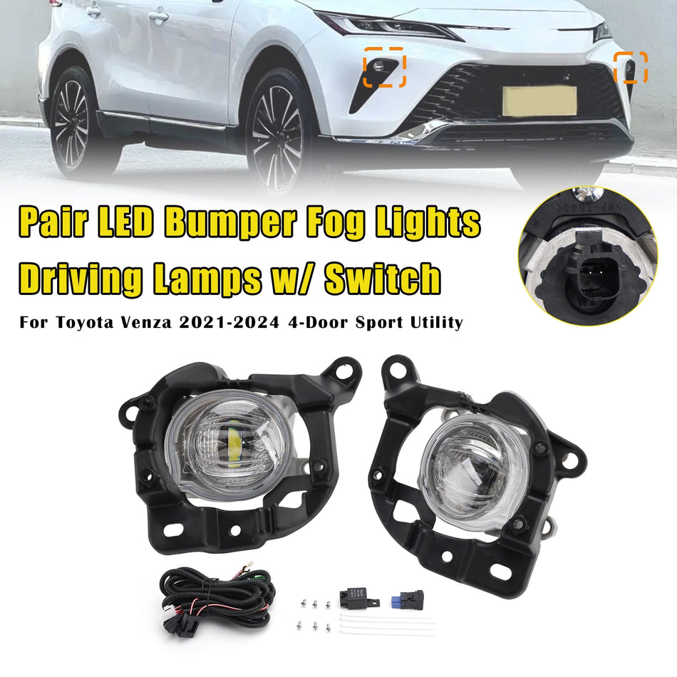 2021-2024年式トヨタ・ヴェンザ用LEDバンパーフォグランプ（左右セット、スイッチ付き）TO1038271