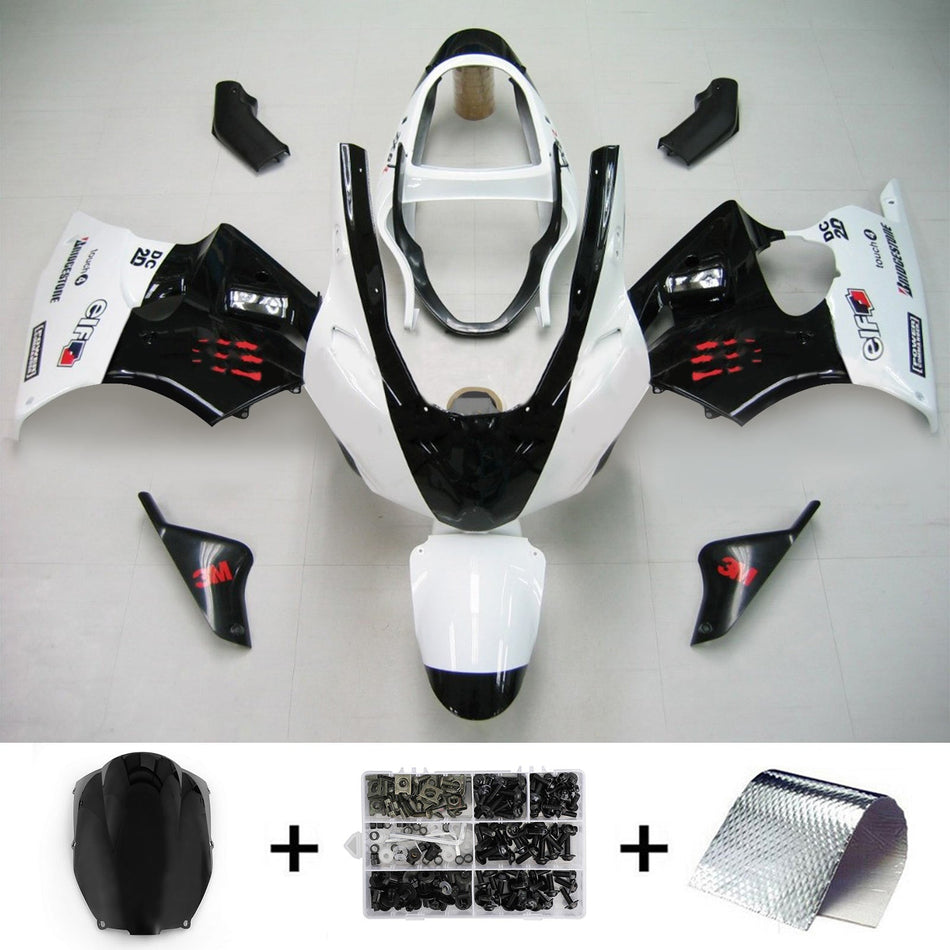 2000-2002 カワサキ Zx6R ブラック ホワイト フェアリング キット