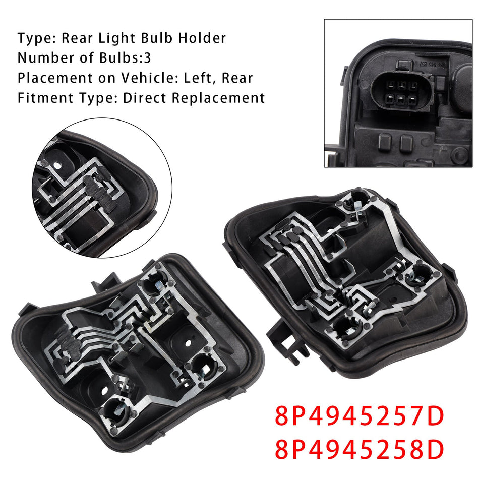 2009-2013 Audi A3 5ドア スポーツバック (8PA) 左+右リアライトバルブホルダー 8P4945257D 8P4945258D