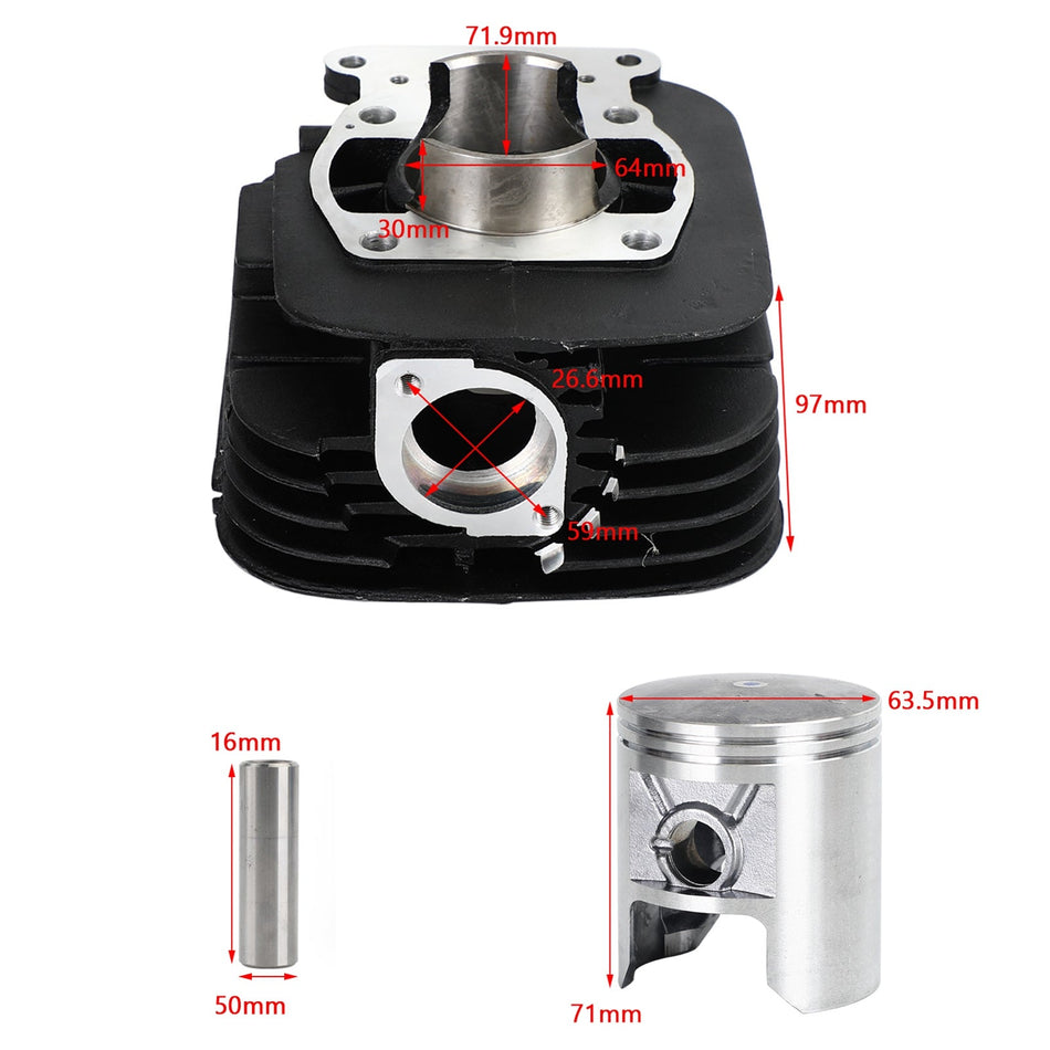 シリンダージャグピストンキット 64mmボア スズキ TS185 シエラ 1977-1979 11210-29901