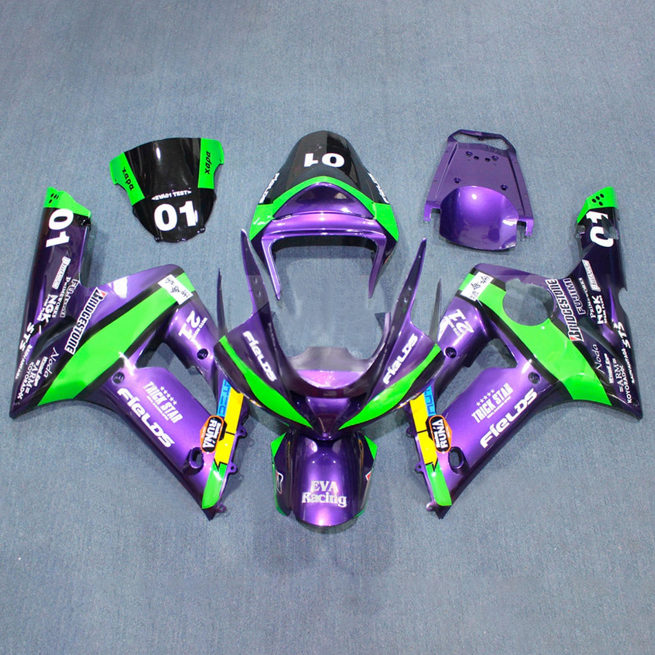 インジェクションフェアリングキット ボディワーク プラスチック ABS カワサキ ZX6R 636 2003-2004 に適合
