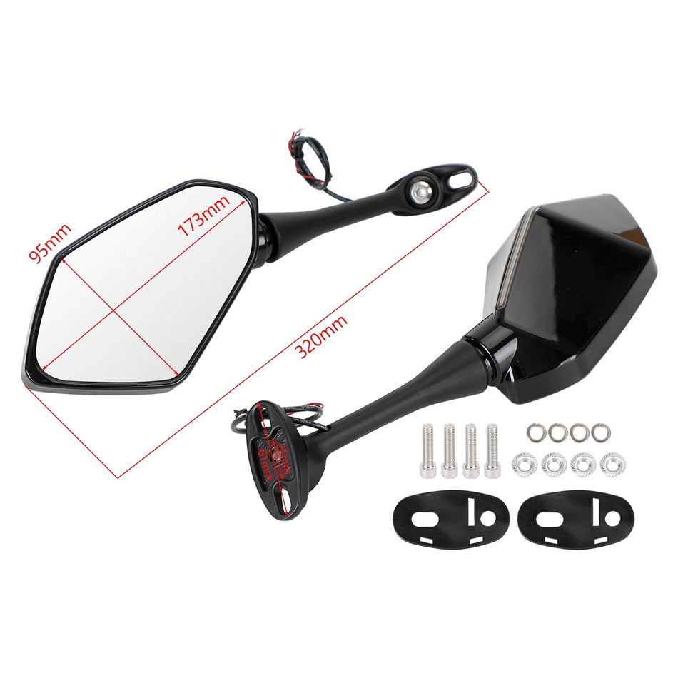 カワサキ ZX6R ZX10R Ninja 650R Z750 LED ミラー ウィンカーインジケーター付き
