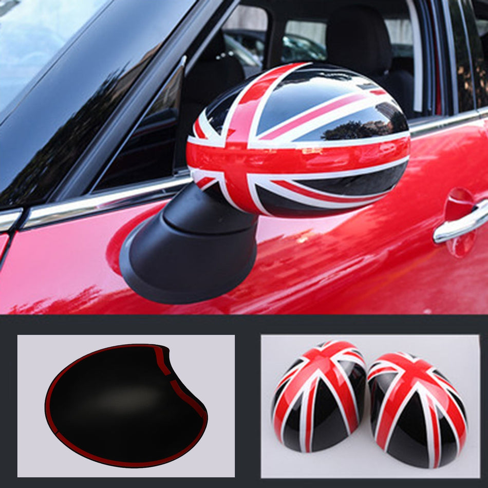 MINI クーパー R55 R56 R57 ユニオンジャック 英国国旗 ミラーカバー 2個 ブラック/レッド