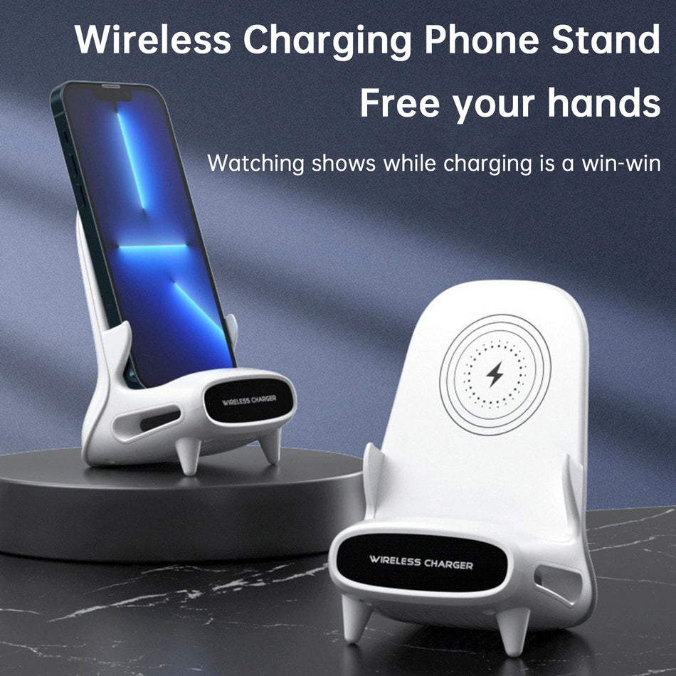 3 in 1 V8 ミニチェア ワイヤレス充電器 スマホホルダー 充電式スマホスタンド スピーカー