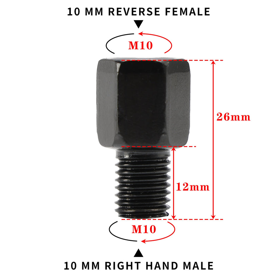 ユニバーサルフィットオートバイスクーターミラーアダプター2個 10mmリバースから10mm標準