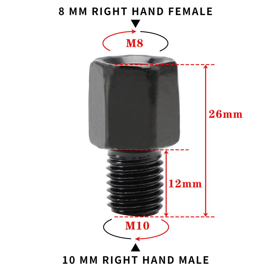 10X オートバイミラーアダプター 8MM 右手メス - 10MM 右手オス