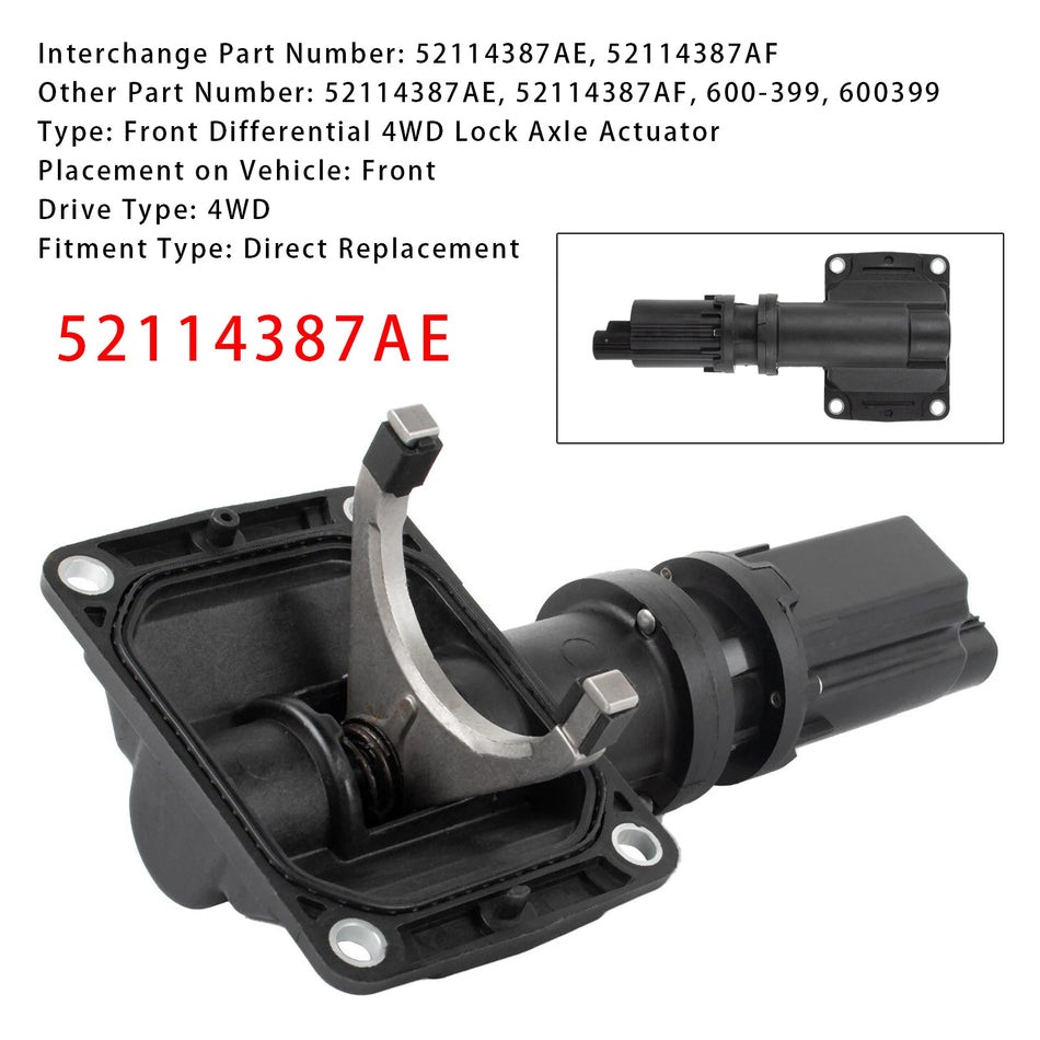 2008-2016 ダッジ ラム 1500 600-399 フロントディファレンシャル 4WD ロックアクスルアクチュエーター 52114387AE 600399