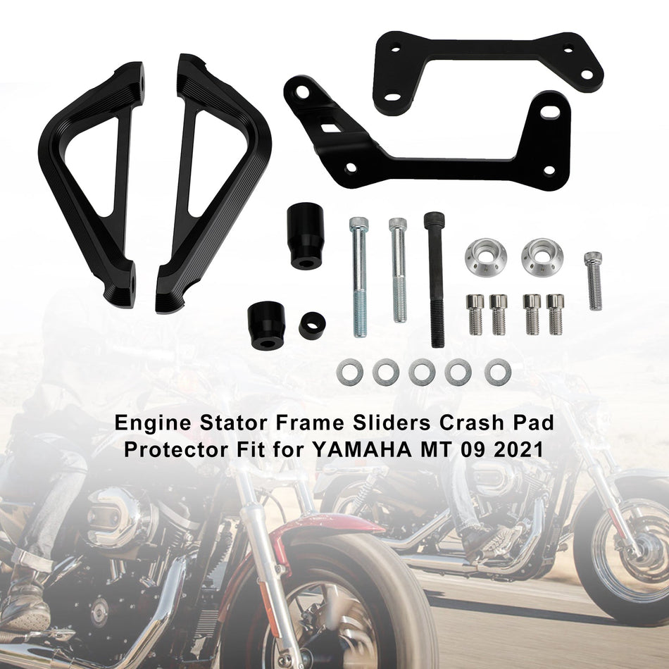 ヤマハ MT 09 MT-09 2021 プラスチックエンジンプロテクターカバースライダーブラック Fedex Express