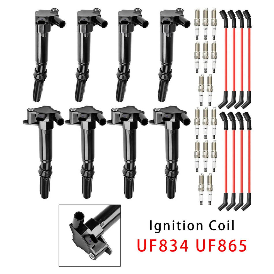 8イグニッションコイル+16スパークプラグ+8ワイヤーUF834 UF865 Ford F-250 F-350 E-450用