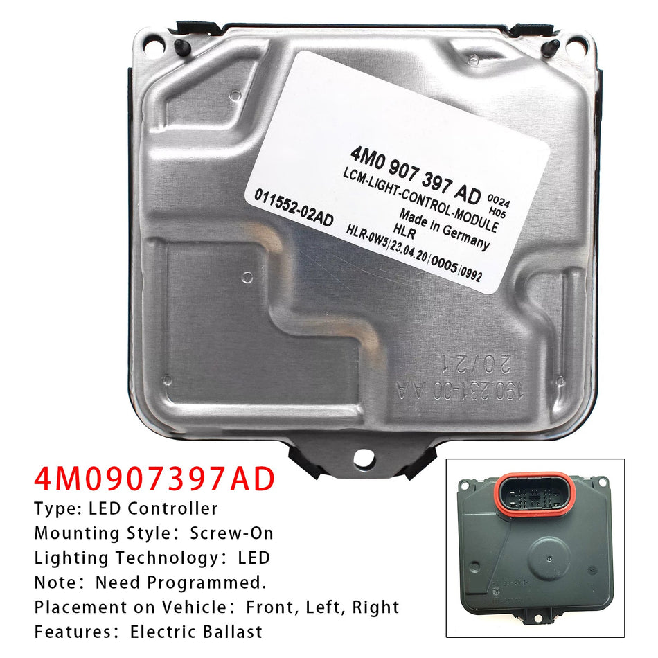 LEDライトコントロールモジュール 4M0907397AD LCMマトリックス AUDI A4 A5 S5 S4 RS4 RS5用