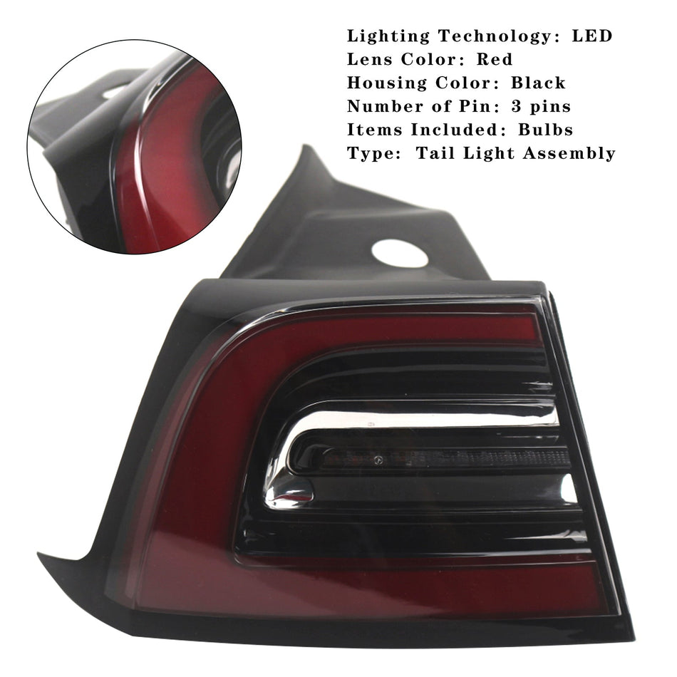 2020-2023 テスラ モデルY 左リアテールランプ LEDライトアウター 1077399-00
