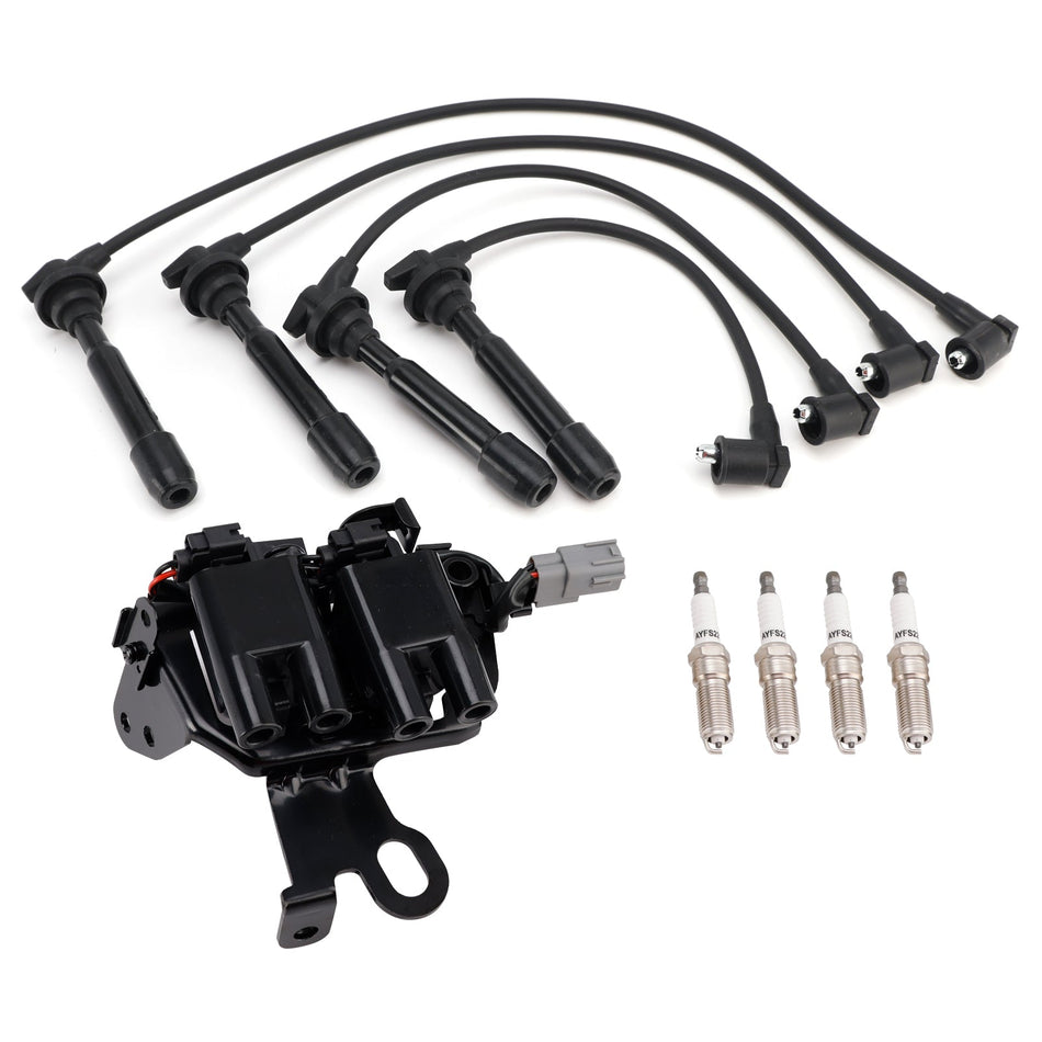 2004-2007年式 Kia Spectra L4 2.0L用 イグニッションコイル1個+スパークプラグ4本+ワイヤーパック IC539 UF-419