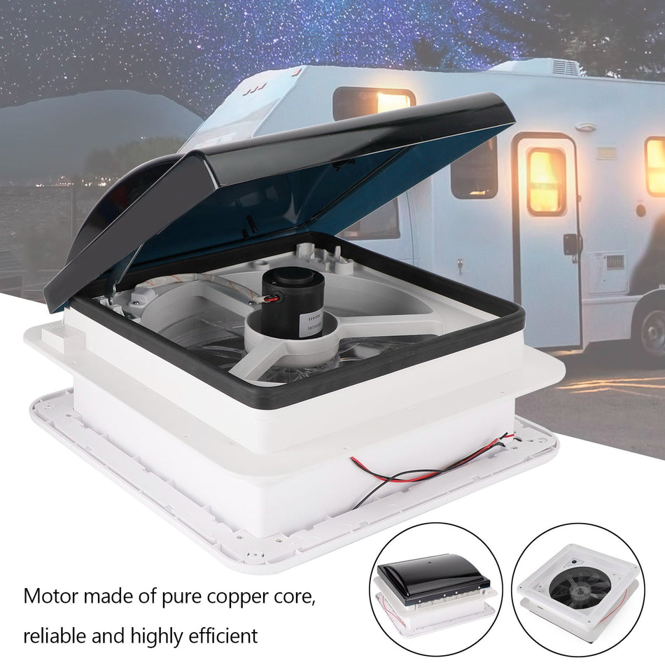 14インチ RV キャラバン ルーフ ベント 手動 RV キャンピングカー ファン 12V 天窓 LED ライト付き