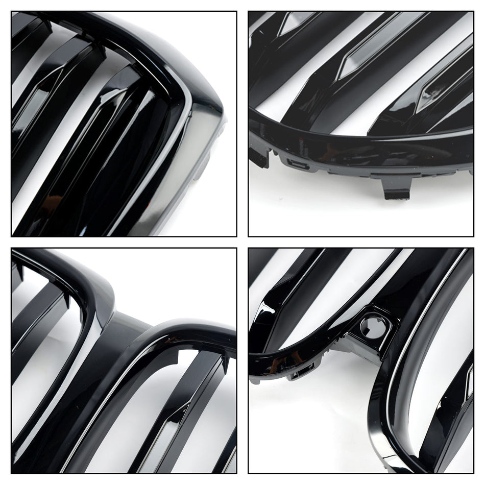 BMW G05 LCI X5 2024+ 用 シングルライン LED グロスブラック フロントバンパーグリル