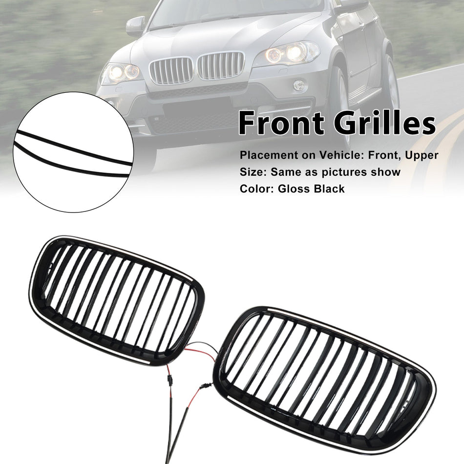 2008-2011 BMW X6 ハイブリッド E72 グロスブラック フロントバンパー キドニーグリル 51137157687 51137157688