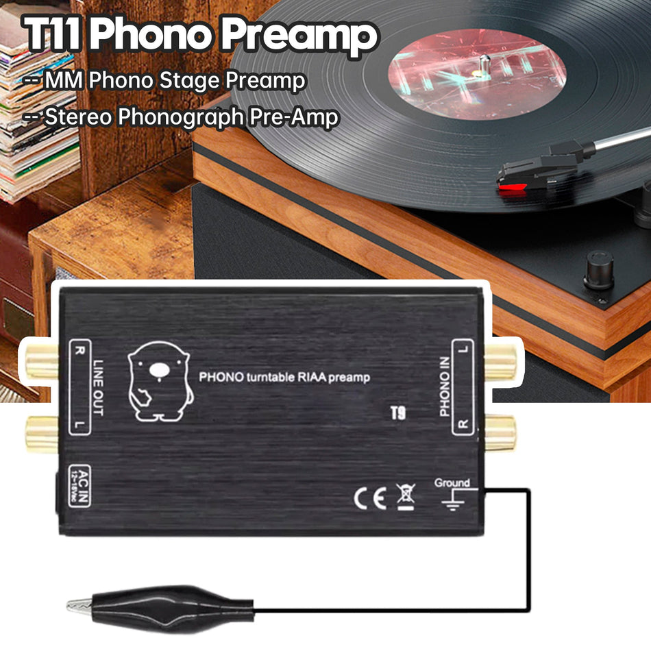 T11 フォノプリアンプ プリアンプ MM フォノステージプリアンプ LP ビニールレコードプレーヤー ターンテーブル ステレオ 蓄音機 プリアンプ