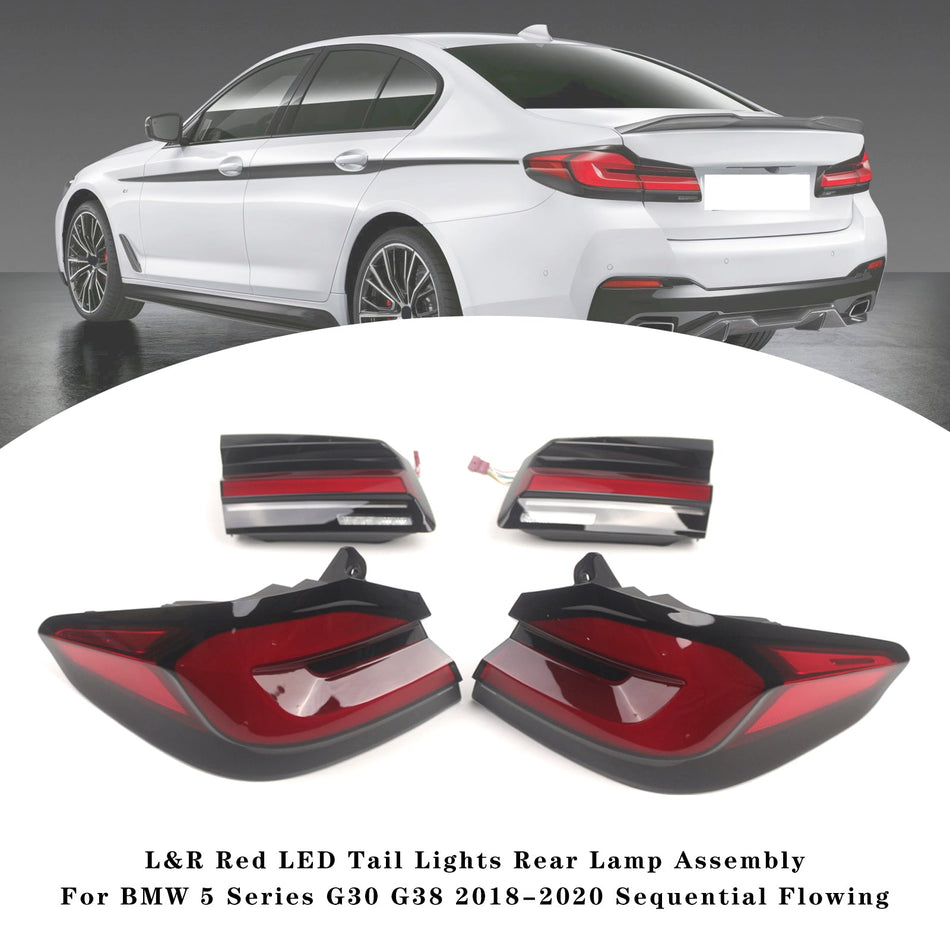 2018-2020 BMW 5シリーズ G30 G38 L&amp;R レッドLEDテールライト リアランプアセンブリ