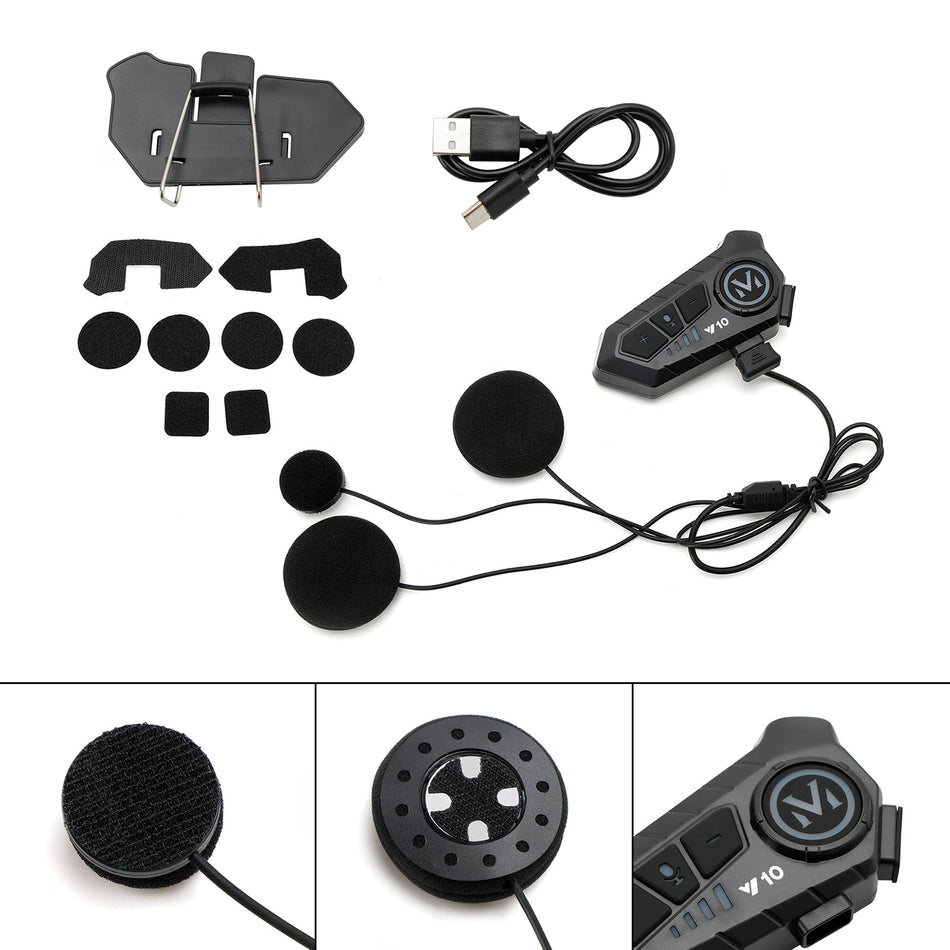 ユニバーサルスピーカープレーヤーヘルメットBluetoothイヤホンヘッドセットブラックオートバイ用