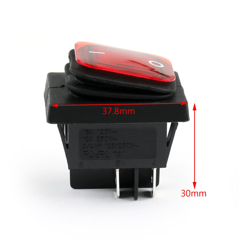 RLEIL RL2-102 防水 IP65 車用ロッカースイッチ 4ピン ON/OFF 125/250VAC 赤 1個