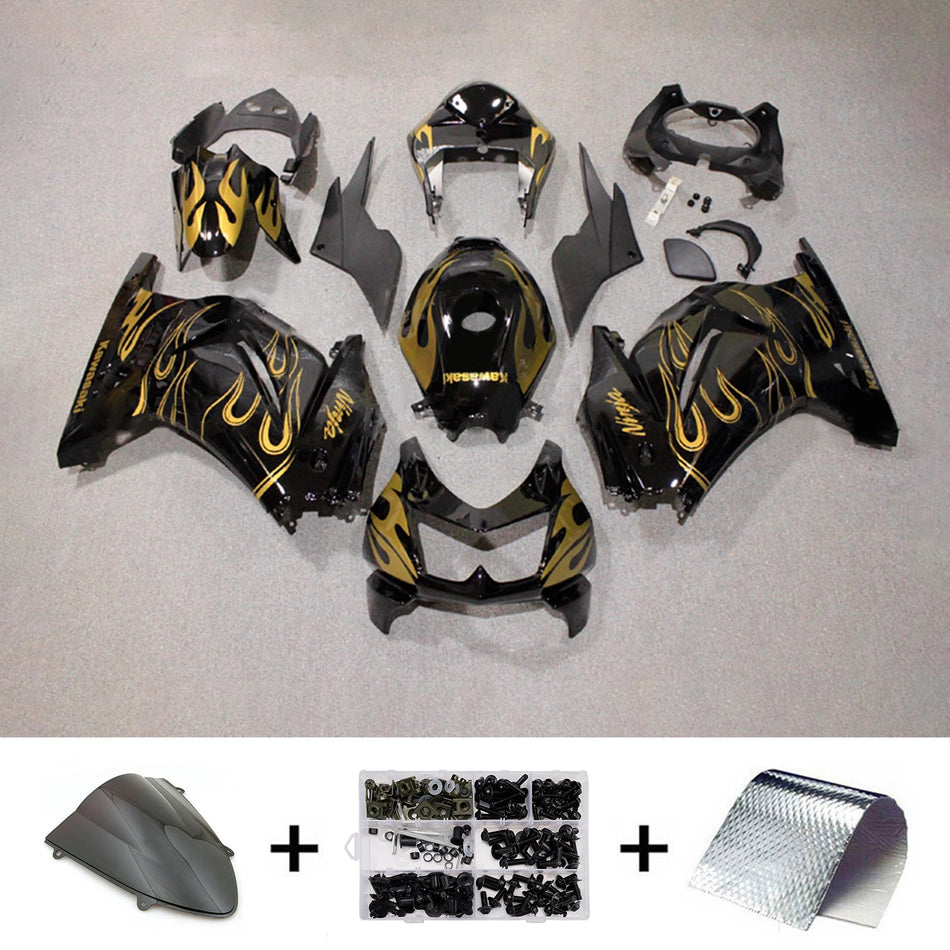 インジェクションフェアリングキット ボディワーク プラスチック ABS カワサキ EX250 Ninja250R 2008-2012 に適合