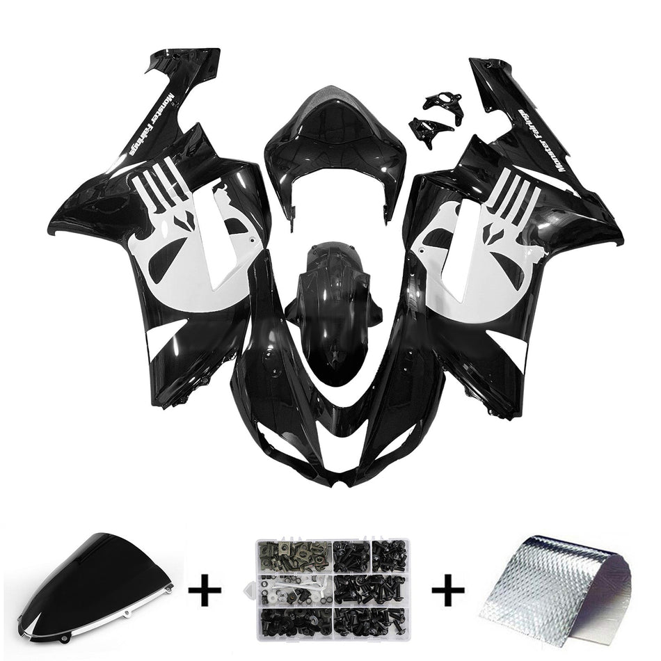 インジェクションフェアリングキット ボディワーク プラスチック ABS カワサキ ZX6R 636 2007-2008 に適合