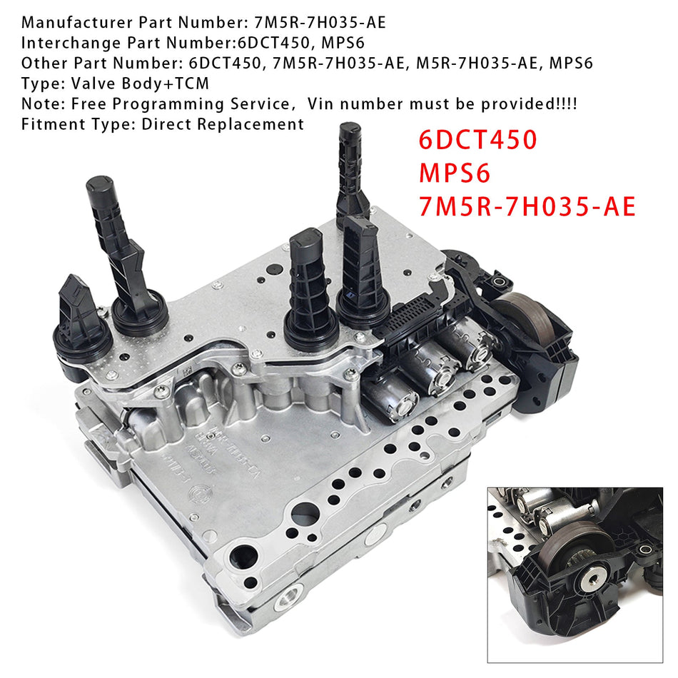 6DCT450 MPS6 7M5R-7H035-AE トランスミッションメカトロニックバルブボディ+TCM フォード用