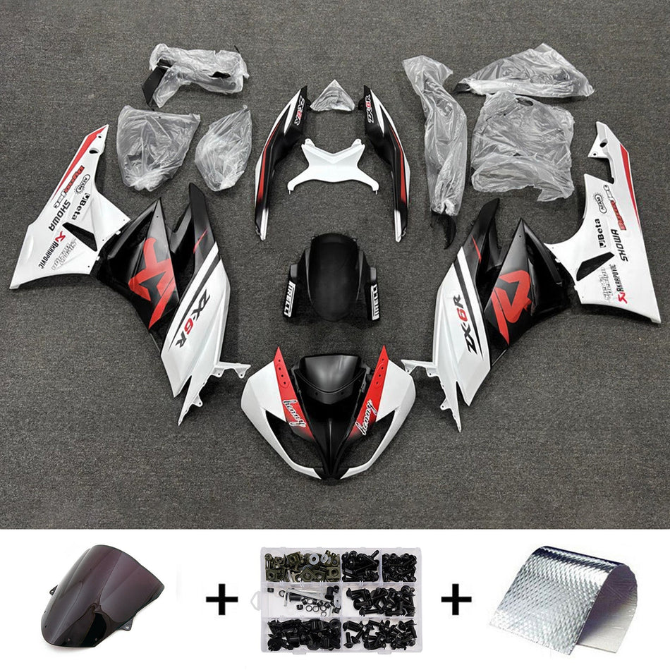 インジェクションフェアリングキット ボディワーク プラスチック ABS カワサキ ZX6R 636 2009-2012 に適合
