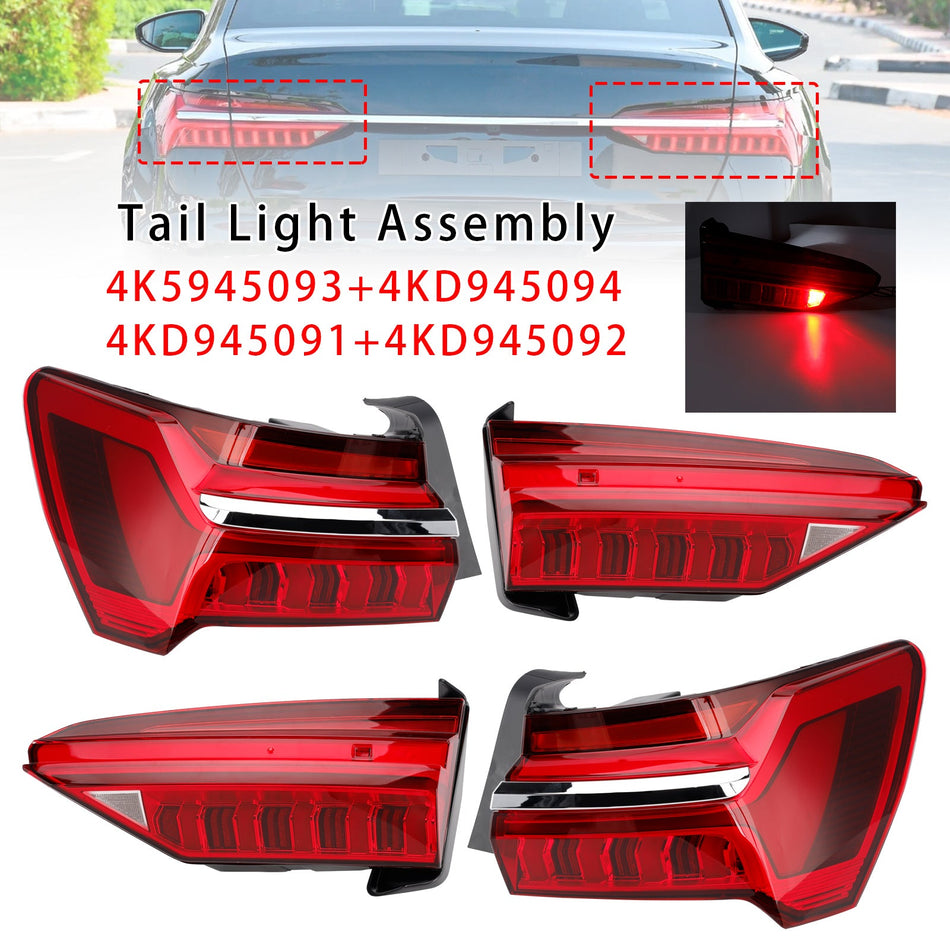 2019-2023 アウディ A6 C8 4個セット 左右アウターインナー LED テールライトアセンブリ