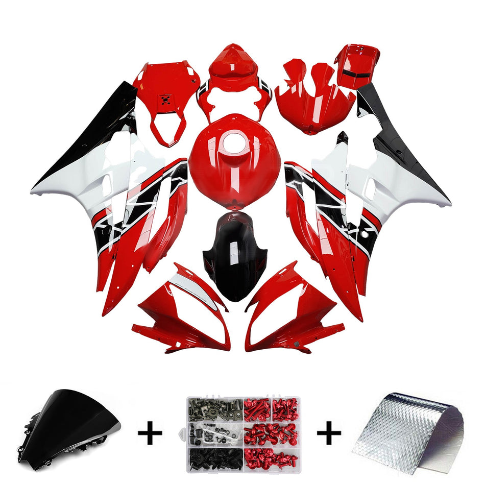 インジェクションフェアリングキット ボディワーク プラスチック ABS ヤマハ YZFR6 YZF-R6 2006-2007用