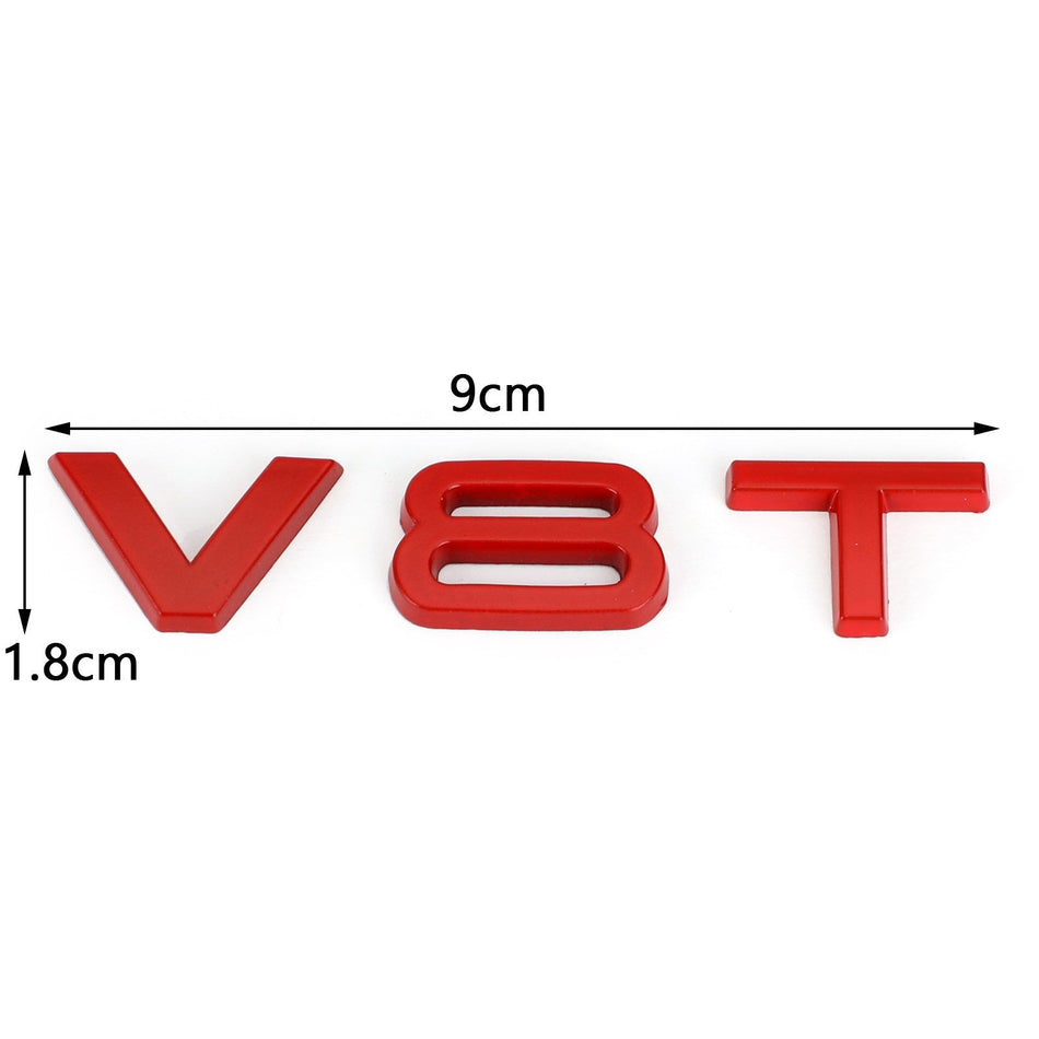 V8T エンブレムバッジアウディ A1 A3 A4 A5 A6 A7 Q3 Q5 Q7 S6 S7 S8 S4 SQ5 赤汎用