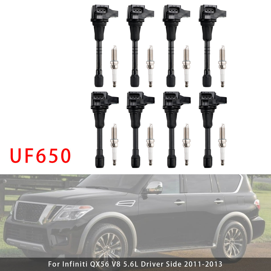 8X イグニッションコイル＆スパークプラグキット UF650 インフィニティ QX80 5.6L V8 2014-2019 用