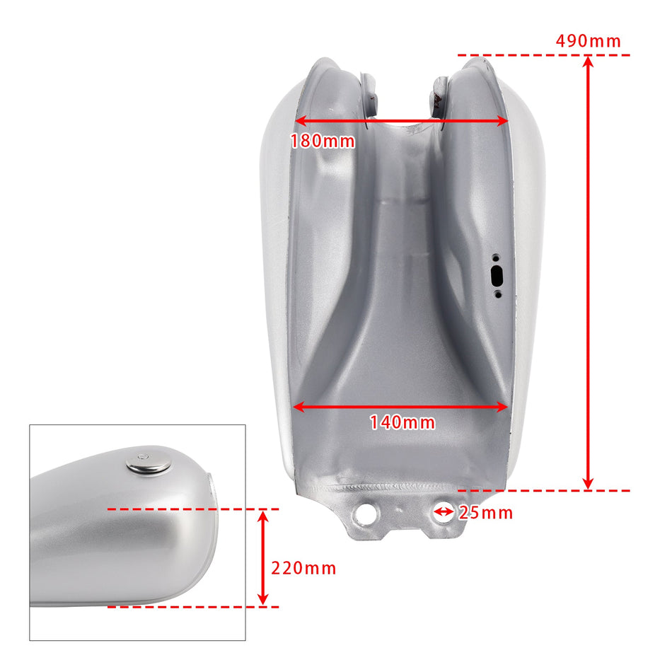 カフェレーサー燃料ガスタンク 9L / 2.4ガロン スズキ GN125 GN 125 250用 - シルバー