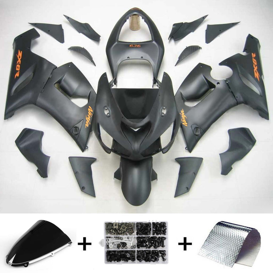 2005-2006 カワサキ ZX6R 636 Amotopart インジェクションフェアリングキット ボディワーク プラスチック ABS #134