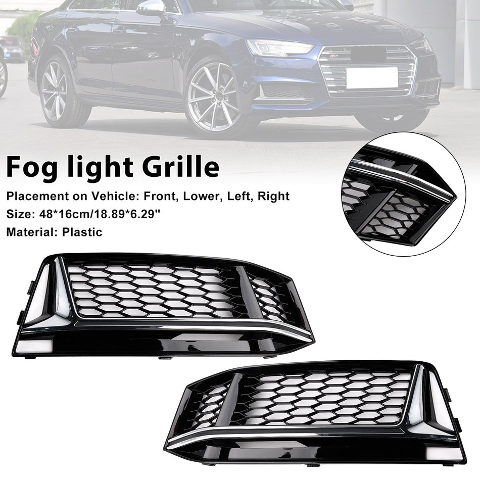 2016-2018 AUDI A4 B9 S-Line S4 2PCS フォグランプカバーグリルグリル